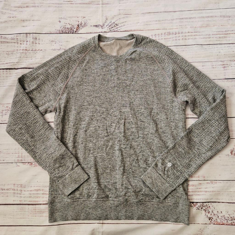Mens Lululemon Engineered Warmth Long Sleeve Merino Wool Blend Active Top Gray